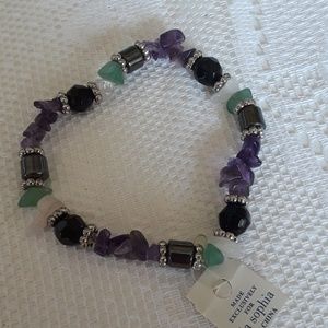 Jade and Amethyst NWT Lia Sophia stretch bracelet